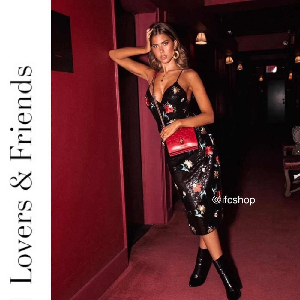 Lovers + Friends Melinda Midi Sequin Dress M